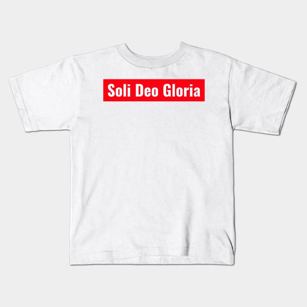 Soli Deo Gloria block shirt Minimal design Christian apparel. Kids T-Shirt by Patrickchastainjr